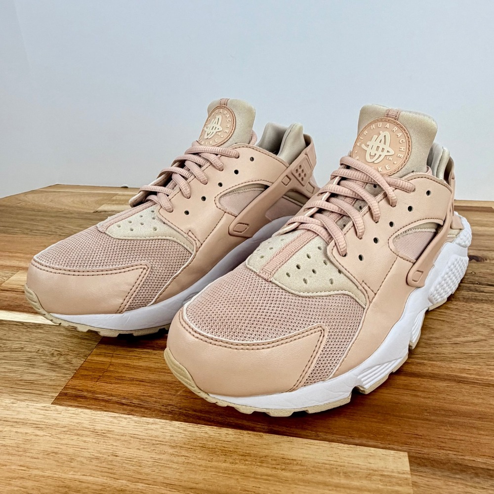 Nike Air Huarache Women US 9 Pink Beige Running Casual Shoes Sneakers